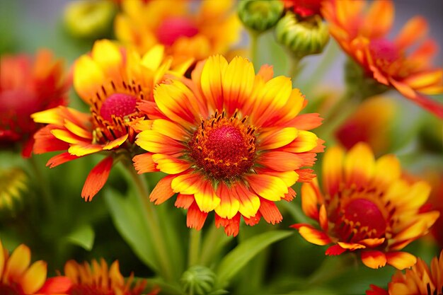 Gaillardia or blanket flower bright and colorful shades of warm tones