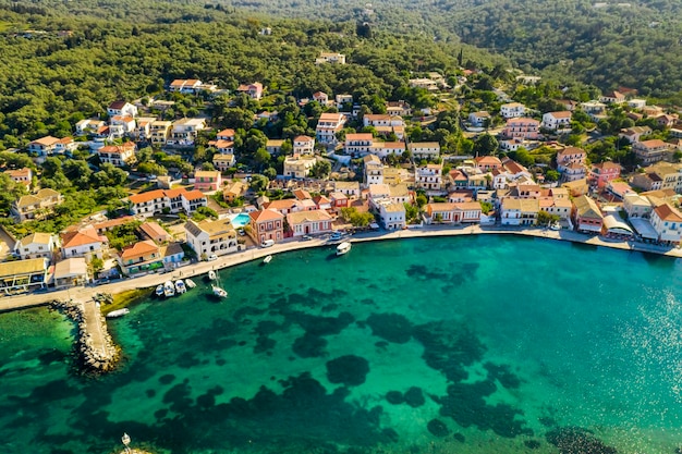 Gaios capital city of paxos island aerial view greece