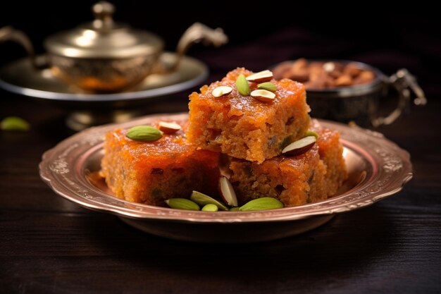 Gajar halwa barfi or carrot pudding barfee is a popular indian sweet dish