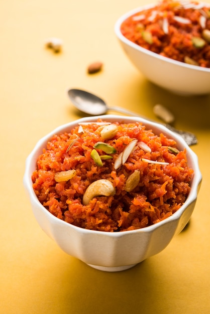 Gajar ka halwa is a carrotbased sweet dessert pudding from India