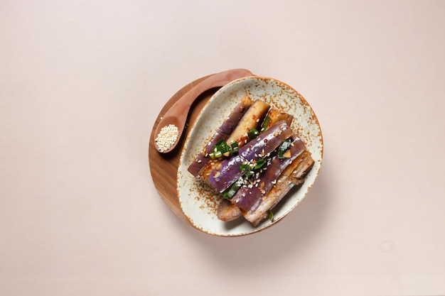 Gaji Namul is a Simple Korean Side Dish made with Steamed Eggplants.