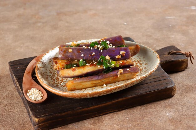 Gaji Namul is a Simple Korean Side Dish made with Steamed Eggplants.