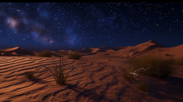 Photo galactic canvas the milky way over desert dunes