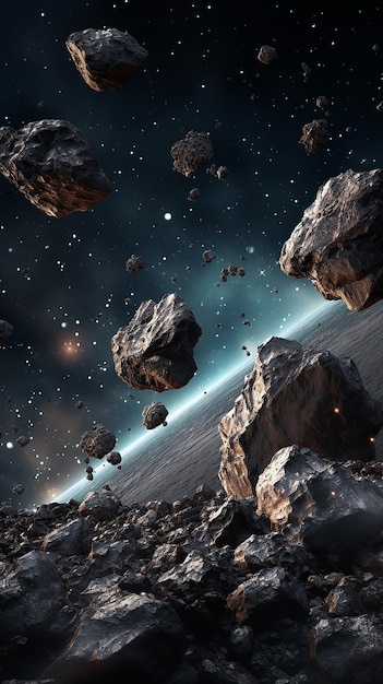 Galactic Dance Asteroids Field in Space