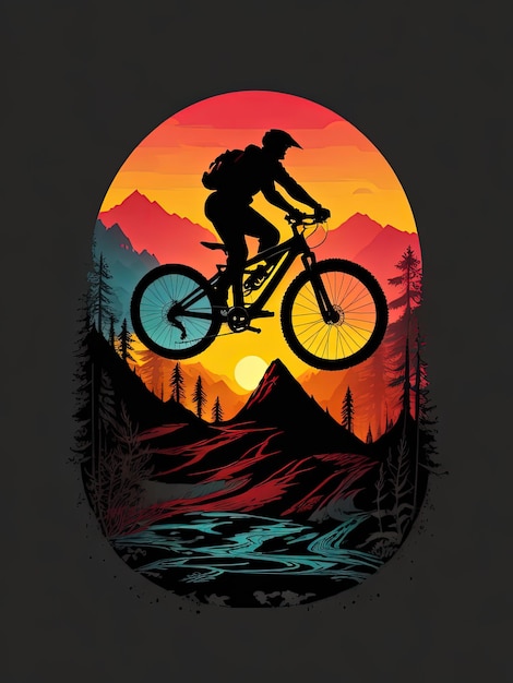 Photo galactic downhill silhouette mountain bike logo