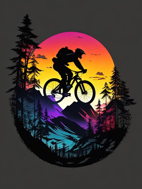 Foto galactic downhill silhouette mountainbike logo