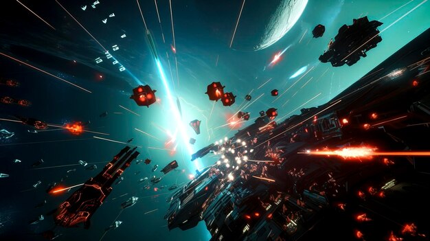 Galactic Fleet Encounter gecreëerd met Generative AI Technologie