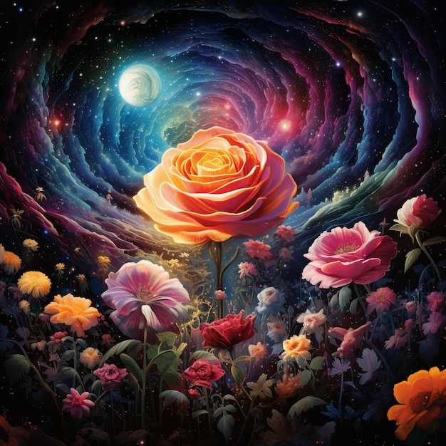 Galactic Garden Surreal and Vibrant Art