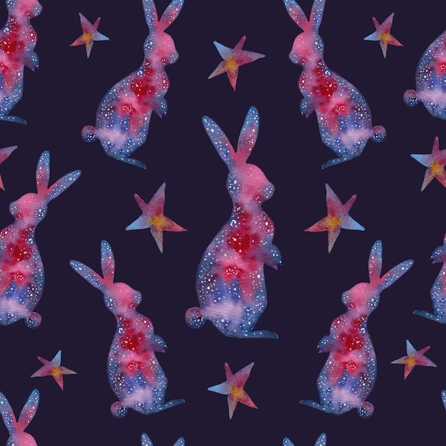 Galactic pattern with a hare and starssuitable for decorating a children's room clothes