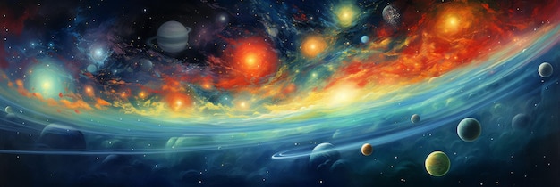 星と惑星を持つ銀河宇宙の背景
