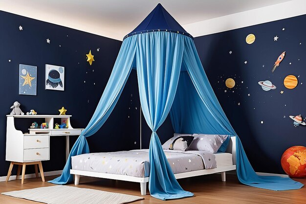 Photo galactic starship kids bed canopy