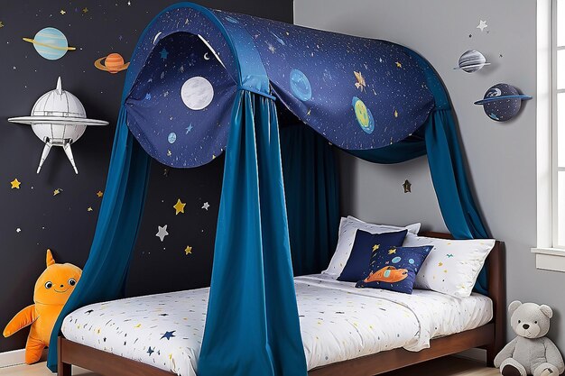 Galactic starship kids bed canopy