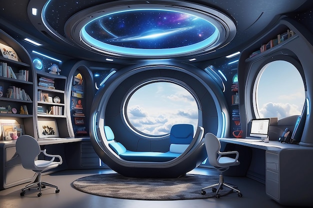 Galactic Starship Kids Study Corner with Futuristic Decor