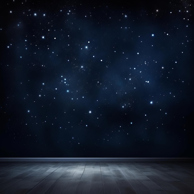 Galactisch mysterie Een donkerblauw rijk met verspreide sterren in realistisch donker ruimte behang