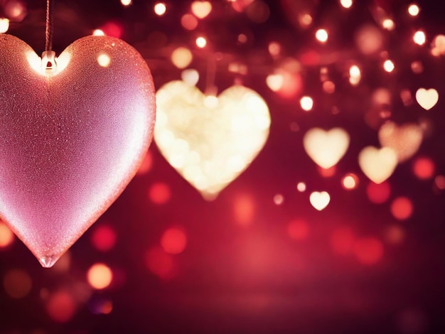 Galand of heartshaped lights with a bokeh background Saint valentine background