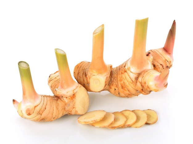 Galangal on white background