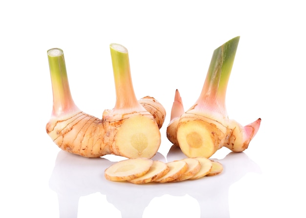 Galangal on white background