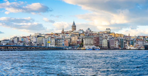 Galata Tower with Istanbul city in Istanbul, Turkey