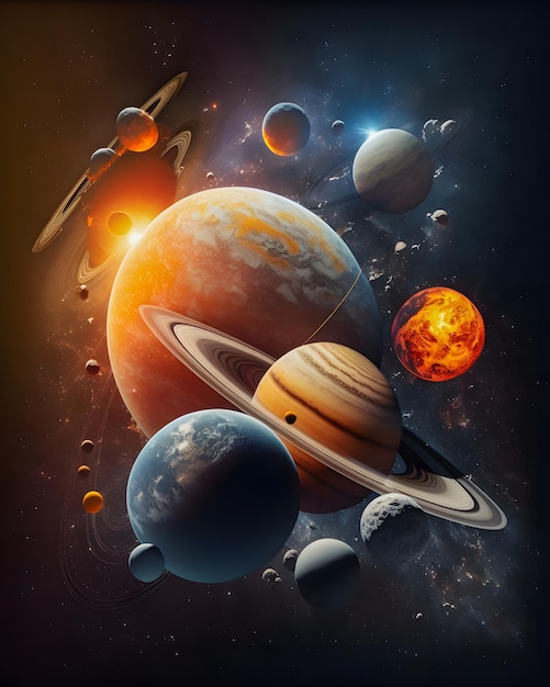 행성 별과 은하 성운 파노라마 공간 장면