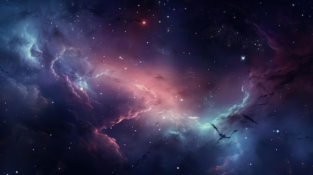 銀河の背景が見事な星雲を照らす