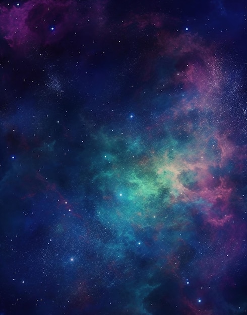 A galaxy in a dark space with a blue and purple background and a star in the center.