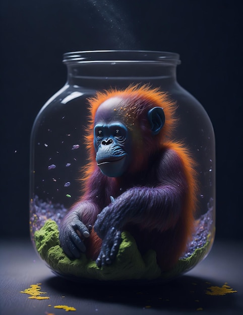 Galaxy environment Capturing A whimsical a small orangutan