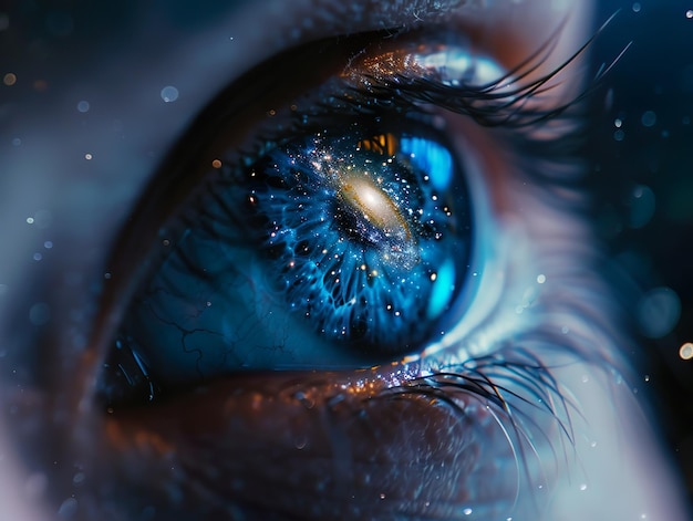 Galaxy in the eye of a human