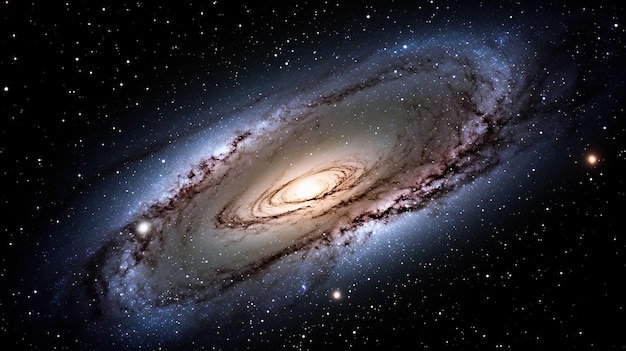생생한 색상과 우주의 어둠을 비추는 우주 먼지로 가득 찬 은하