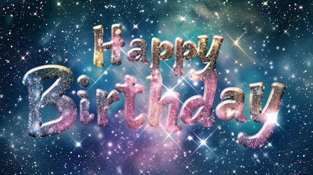 Galaxy Happy Birthday concept creative horizontal art poster