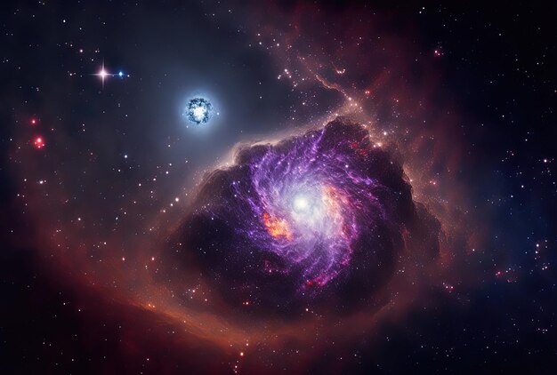 Foto galaxy in de kosmos met sterren en kosmische stofnevel in de ruimte