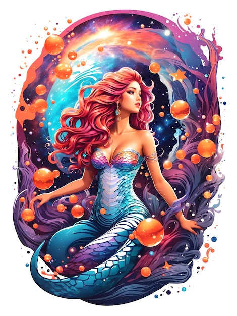 galaxy inside a mermaid generate ai