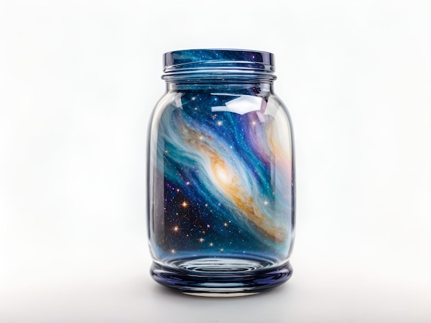 Photo galaxy jar on a white background