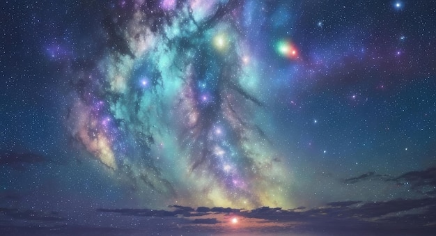 은하계: 밤하늘에서 밀키가 밝게 빛나는 은하계, 하늘의 밀키 웨이, 하늘에는 밀키가 빛나는 빛이 있습니다.