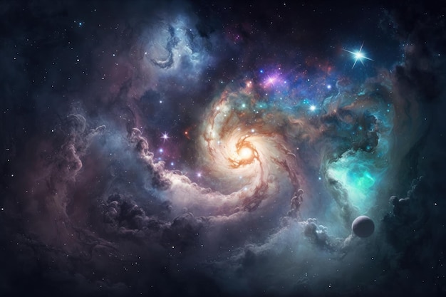 Galaxy and Nebula Abstract space background Endless universe with stars in outer space Generative AI