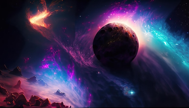 Galaxy and Nebula Abstract space background Endless universe with stars and planet in outer space