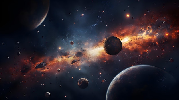 Premium AI Image | Galaxy of planets background