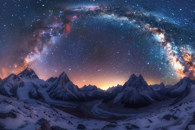 Galaxy and Snowy Mountains