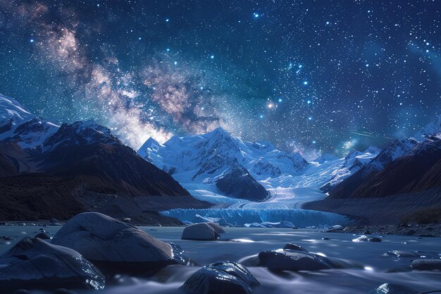 Galaxy and Snowy Mountains