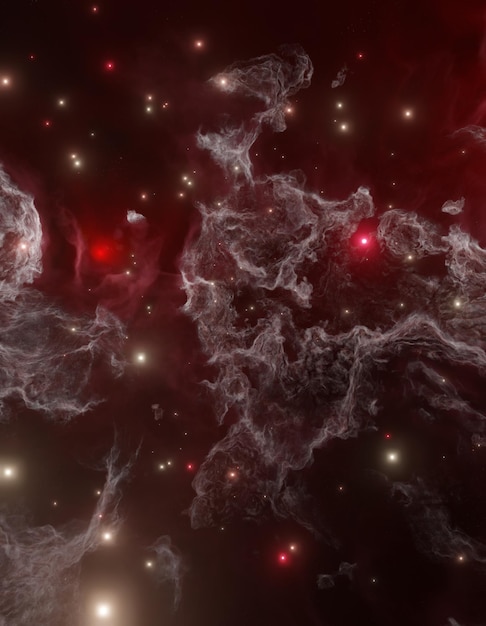 ギャラクシースペース背景宇宙魔法の空星雲夜赤と白の宇宙。宇宙銀河の壁紙星空の色星のほこり。青いテクスチャ抽象的な銀河無限の未来の暗い深い光の3Dレンダリング