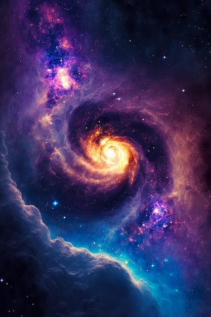 Photo galaxy in space textured background. ai generated