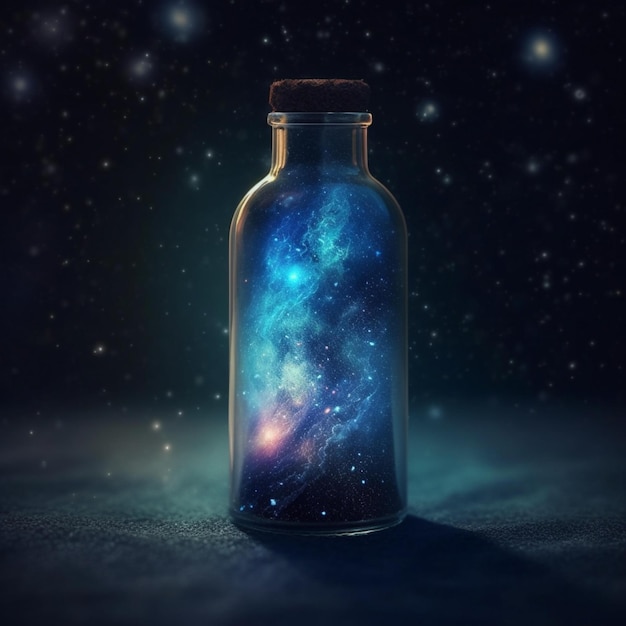 galaxy stars in glass bottle