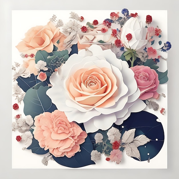 Galaxy White Rose Sticker Design