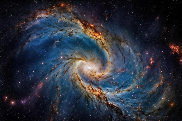 A galaxy with a nebula in the center