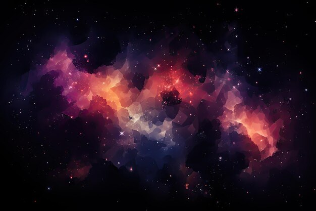 A galaxy with polygons in pink purple dark blue and a small