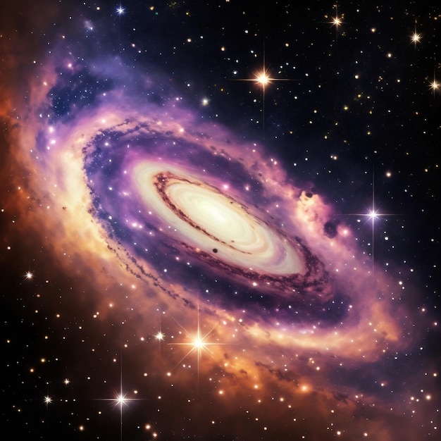 Галактика с фиолетово-синей цветовой гаммой.