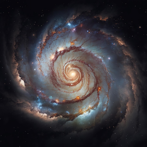 A galaxy with a spiral design in the center.