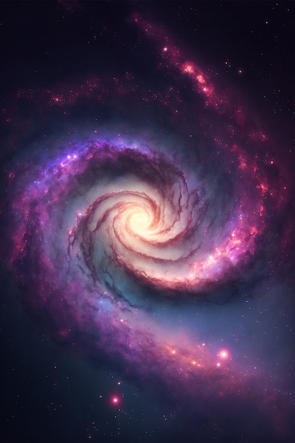 A galaxy with a spiral design in purple and purple