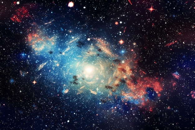 A galaxy with stars and nebula in the center