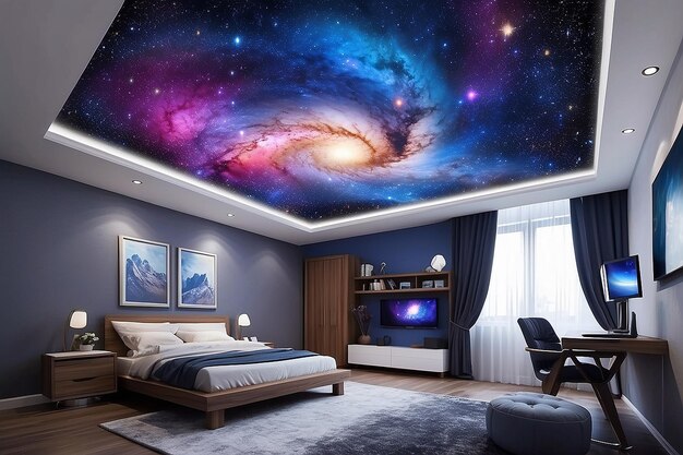 Galaxyinspired Bedroom Ceiling