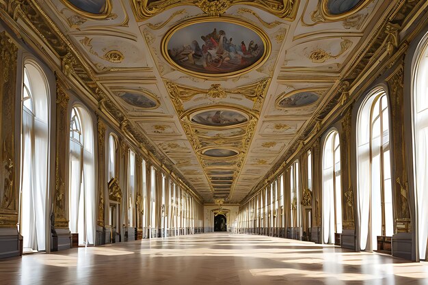 Galerij van het venaria reale koninklijk paleis AI gegenereerd